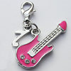 Zinc Alloy Enamel Charm/Pendant with Crystal, Nickel-free & Lead-free, A Grade Guitar 30x12mm Hole:2mm, Sold by PC