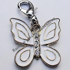 Zinc Alloy Enamel Charm/Pendant with Crystal, Nickel-free & Lead-free, A Grade Animail 20x20mm Hole:2mm, Sold by PC