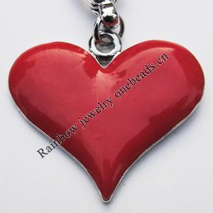 Zinc Alloy Enamel Pendants, Nickel-free & Lead-free, A Grade Heart 23x21mm Hole:2mm, Sold by PC