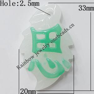 Resin Pendants, Leaf 33x20mm Hole:2.5mm, Sold by Bag