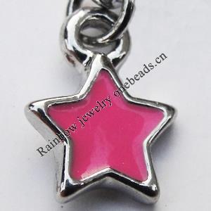 Zinc Alloy Enamel Pendants, Nickel-free & Lead-free, A Grade Star 11x8mm Hole:2mm, Sold by PC