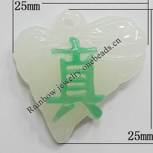 Resin Pendants, Heart 25x25mm Hole:2mm, Sold by Bag