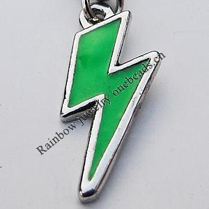 Zinc Alloy Enamel Pendants, Nickel-free & Lead-free, A Grade Thunder 10x18mm Hole:2mm, Sold by PC