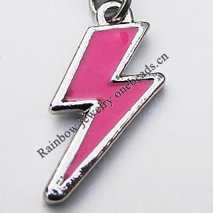 Zinc Alloy Enamel Pendants, Nickel-free & Lead-free, A Grade Thunder 10x18mm Hole:2mm, Sold by PC