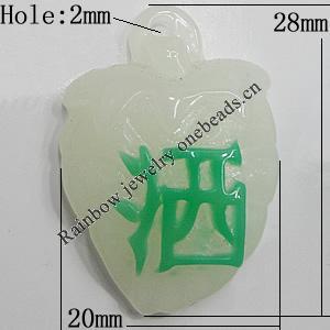 Resin Pendants, Strawberry 28x20mm Hole:2mm, Sold by Bag