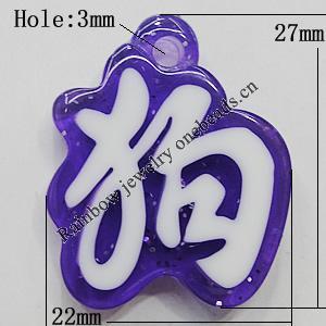 Resin Pendants, Dog 27x22mm Hole:3mm, Sold by Bag