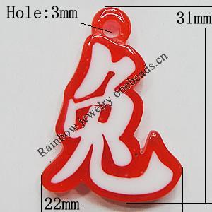 Resin Pendants, Rabbit 31x22mm Hole:3mm, Sold by Bag