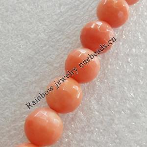 Corals Beads, Faceted Round, 6mm, Hole:Approx 1mm, Sold per 16-inch Strand