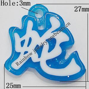 Resin Pendants, Snake 25x27mm Hole:3mm, Sold by Bag