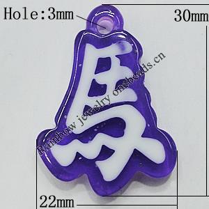 Resin Pendants, Horse 30x22mm Hole:3mm, Sold by Bag
