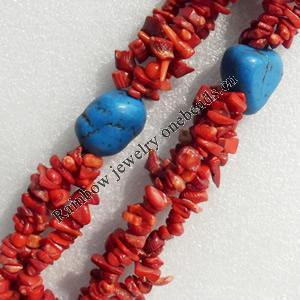 Corals Beads, Chips, 25-5x13mm, Hole:Approx 1mm, Sold per 16-inch Strand