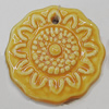 Ceramics Pendants, Flower 46mm Hole:3mm, Sold by PC