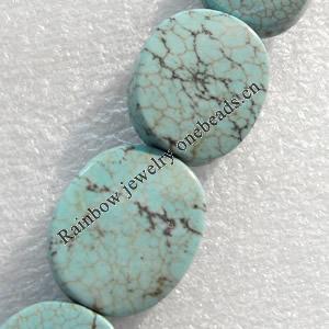 Turquoise Beads, Flat Oval, 20x25mm, Hole:Approx 1mm, Sold by KG