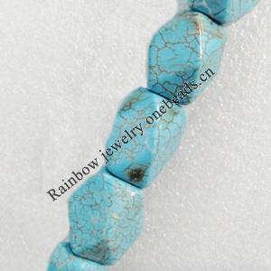 Turquoise Beads, Faceted Drum, 17x25mm, Hole:Approx 1mm, Sold by KG