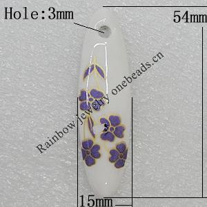 Ceramics Pendants, 54x15mm Hole:3mm, Sold by PC