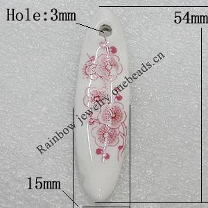 Ceramics Pendants, 54x15mm Hole:3mm, Sold by PC