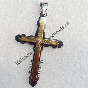 Stainless Steel Pendant, Cross, 32x58mm, Hole:Approx 5mm, Sold by PC