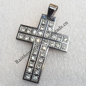 Stainless Steel Pendant, Cross, 32x48mm, Hole:Approx 5mm, Sold by PC