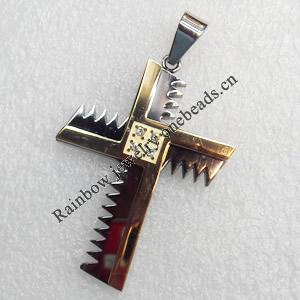 Stainless Steel Pendant, Cross, 32x54mm, Hole:Approx 3mm, Sold by PC