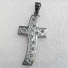 Stainless Steel Pendant, Cross, 25x57mm, Hole:Approx 3mm, Sold by PC