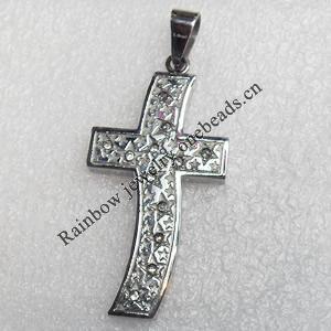 Stainless Steel Pendant, Cross, 25x57mm, Hole:Approx 3mm, Sold by PC