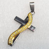 Stainless Steel Pendant, Cross, 25x50mm, Hole:Approx 3mm, Sold by PC