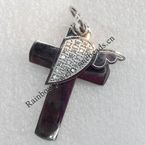 Stainless Steel Pendant, Cross, 28x50mm, Hole:Approx 3mm, Sold by PC