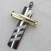 Stainless Steel Pendant, Cross, Length:Approx 48mm, Hole:Approx 3mm, Sold by PC