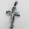 Stainless Steel Pendant, Cross, Length:Approx 52mm, Hole:Approx 3mm, Sold by PC