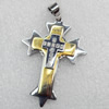 Stainless Steel Pendant, Cross, Length:Approx 52mm, Hole:Approx 3mm, Sold by PC