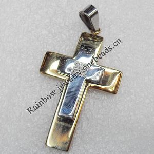 Stainless Steel Pendant, Cross, Length:Approx 52mm, Hole:Approx 3mm, Sold by PC