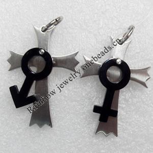 Stainless Steel Pendant, Cross, Length:Approx 48mm, Hole:Approx 3mm, Sold by PC