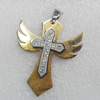 Stainless Steel Pendant, Cross, Length:Approx 55mm, Hole:Approx 3mm, Sold by PC