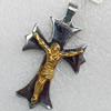 Stainless Steel Pendant, Cross, Length:Approx 52mm, Hole:Approx 3mm, Sold by PC