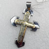 Stainless Steel Pendant, Cross, Length:Approx 53mm, Hole:Approx 3mm, Sold by PC