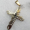 Stainless Steel Pendant, Cross, Length:Approx 54mm, Hole:Approx 3mm, Sold by PC