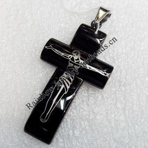 Stainless Steel Pendant, Cross, Length:Approx 35mm, Hole:Approx 3mm, Sold by PC
