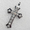 Stainless Steel Pendant, Cross, Length:Approx 52mm, Hole:Approx 3mm, Sold by PC