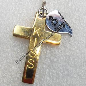 Stainless Steel Pendant, Cross, Length:Approx 52mm, Hole:Approx 3mm, Sold by PC