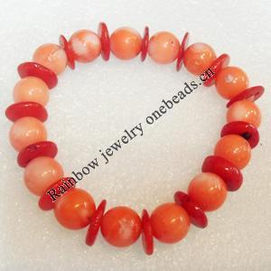 Corals Bracelet, width:12mm, Length:Approx 7.1-inch, Sold by Dozen