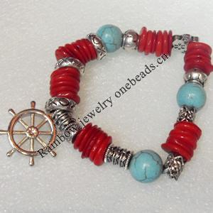 Corals Bracelet, width:14mm, Length:Approx 7.1-inch, Sold by Dozen