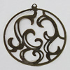 Iron Jewelry Finding Pendant Lead-free, Flat Round 52x48mm Hole:2mm, Sold by Bag