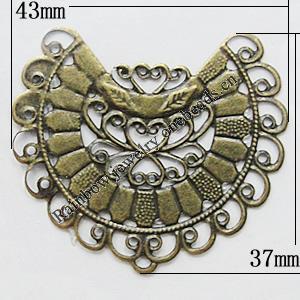 Iron Jewelry Finding Connectors Lead-free, 43x37mm Hole:1mm, Sold by Bag