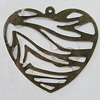 Iron Jewelry Finding Pendant Lead-free, Heart 48x51mm Hole:2mm, Sold by Bag