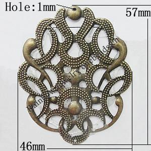 Iron Jewelry Finding Connectors Lead-free, 57x46mm Hole:1mm, Sold by Bag