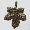Iron Jewelry Finding Pendant Lead-free, Leaf 51x41mm Hole:2mm, Sold by Bag