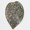 Iron Jewelry Finding Pendant Lead-free, Leaf 39x25mm Hole:1mm, Sold by Bag