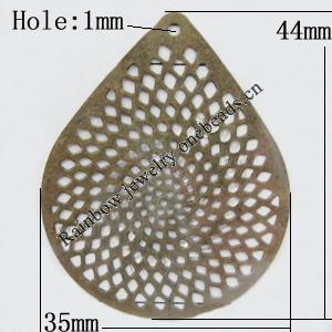 Iron Jewelry Finding Pendant Lead-free, Teardrop 44x35mm Hole:1mm, Sold by Bag