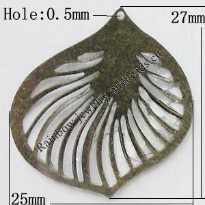 Iron Jewelry Finding Pendant Lead-free, 27x25mm Hole:0.5mm, Sold by Bag