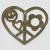 Iron Jewelry Finding Pendant Lead-free, Heart 37x32mm Hole:1mm, Sold by Bag